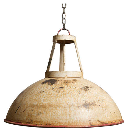 Biscottini Lampadario Industrial a sospensione non elettrificato L46xPR46xH40 cm in ferro finitura crema anticata