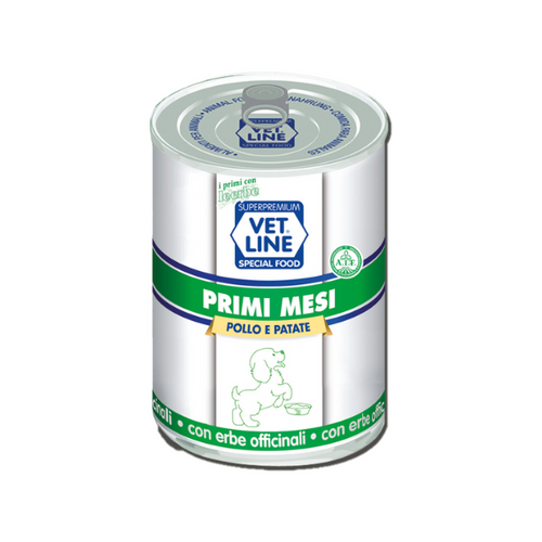 Vet Line mangime umido cani primi mesi pollo e patate 400 gr