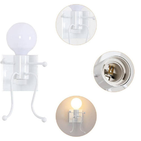 Applique Da Parete Decorativo Forma Di Omino Seduto In Metallo Attacco E27 Aq51