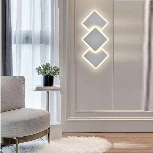 Applique Moderno Triplo Rombi A Led 14w Da Parete 3 Colorazioni Di Luce Aq31-b3c