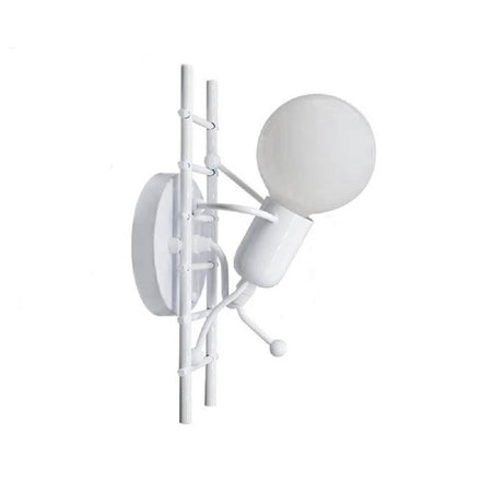 Applique Da Parete Decorativo Forma Omino Sulla Scala In Metallo Attacco E27 Aq49