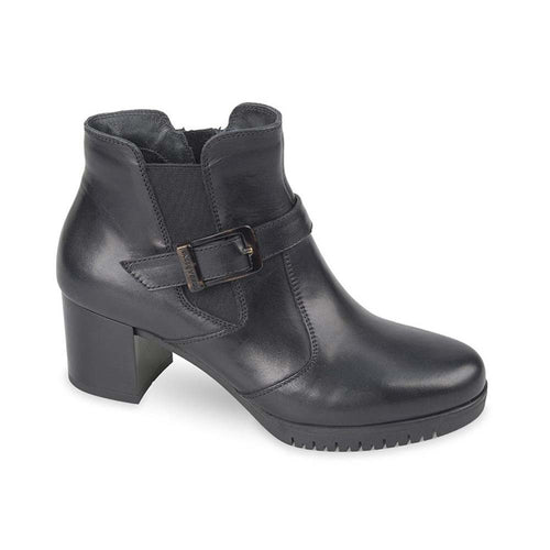 VALLEVERDE Tronchetto donna con tacco in pelle nera 49356