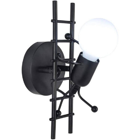 Applique Da Parete Decorativo Forma Omino Sulla Scala In Metallo Attacco E27 Aq49