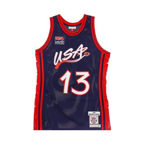 MITCHELL & NESS Canotta Basket Uomo Nba Authentic Jersey Hardwood Classics No.13 Shaquille O'neal 1996 Team Usa Original Team Colors da uomo