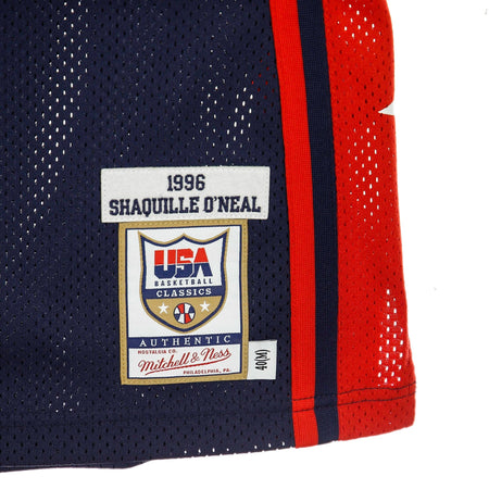 MITCHELL &amp; NESS Canotta Basket Uomo Nba Authentic Jersey Hardwood Classics No.13 Shaquille O'neal 1996 Team Usa Original Team Colors da uomo