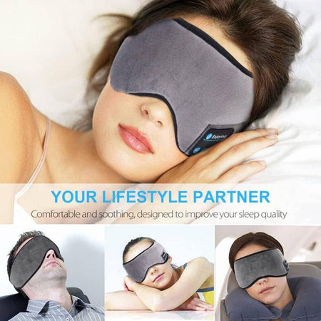 Mascherina Occhi Per Dormire Con Cuffie Wireless Integrate Bluetooth 5.0 Morbida