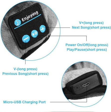 Mascherina Occhi Per Dormire Con Cuffie Wireless Integrate Bluetooth 5.0 Morbida