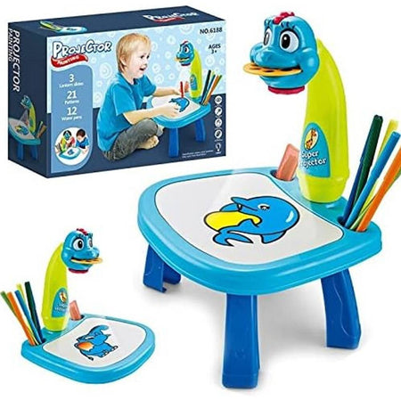 Tavolo Da Disegno Per Bambini Con Proiettore Led Lavagna Educativa Giocattolo