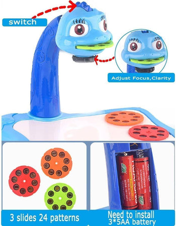 Tavolo Da Disegno Per Bambini Con Proiettore Led Lavagna Educativa Giocattolo
