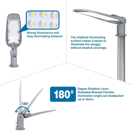 Lampione Stradale LED 300W 400W base regolabile Luce Fredda 6000K 120lm/W IP66