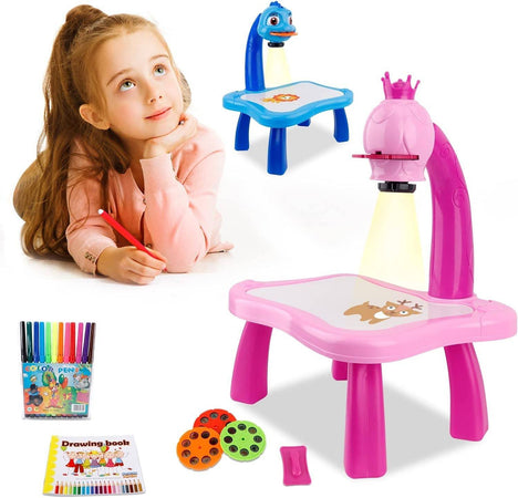 Tavolo Da Disegno Per Bambine Con Proiettore Led Lavagna Educativa Giocattolo