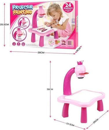 Tavolo Da Disegno Per Bambine Con Proiettore Led Lavagna Educativa Giocattolo