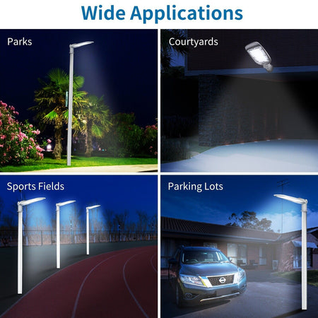 Lampione Stradale LED 300W 400W base regolabile Luce Fredda 6000K 120lm/W IP66