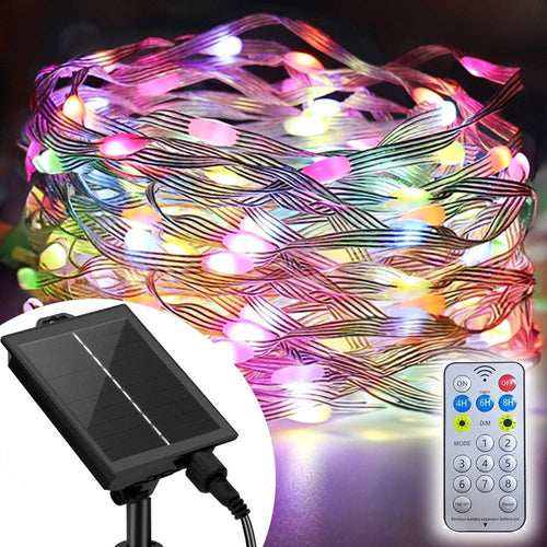 Catena Luminosa Microled Da 10mt 100led Con Pannello Solare Ricaricabile Esterno
