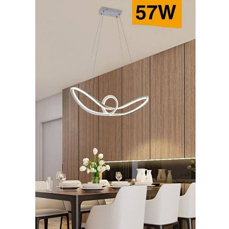 Lampadario Led Moderno Intrecciato A Fiocco Bianco 57w Luce 4000k 6500k 3000k A59b