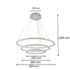 Lampadario Led 132 W Bianca 3 Anelli Con Cristalli Luce 6500k 3000k 4000k Lp-33b