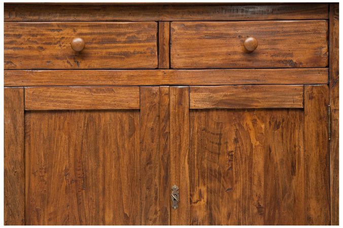 Biscottini Vetrina credenza in legno massello di tiglio finitura noce L107xPR43xH238 cm. Made in Italy