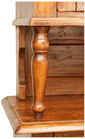 Biscottini Vetrina credenza in legno massello di tiglio finitura noce L107xPR43xH238 cm. Made in Italy