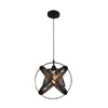 Lampadario Soffitto Con Paralume 3 Anelli Metallo Traforato Nero Attacco E27 A62