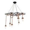 Lampadario A Sospensione Con Corde Canapa 6 Portalampada E27 Retrò Country A89-6