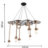Lampadario A Sospensione Con Corde Canapa 6 Portalampada E27 Retrò Country A89-6
