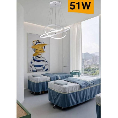 Lampadario A Sospensione 51w A Led Forma Di Pianeta Bianco Luce Calda Fredda A64
