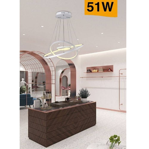 Lampadario A Sospensione 51w A Led Forma Di Pianeta Bianco Luce Calda Fredda A64