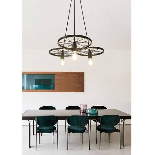 Lampadario A Sospensione Vintage 3 Portalampada E27 Rustica Retrò Country Lp-86n