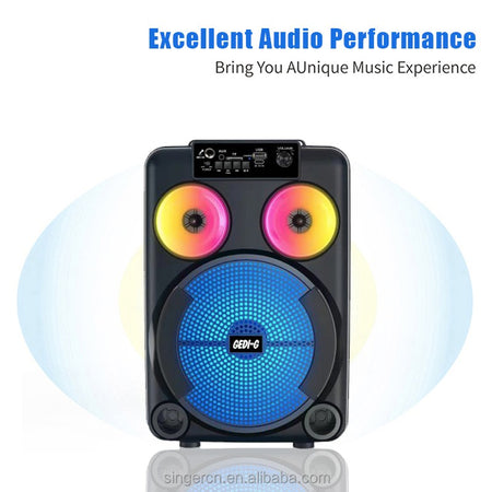 karaoke GD-892 Woofer 8'' tweeter 3'' Bluetooth AUX USB TF FM TWS RGB MICROFONO