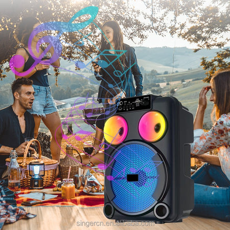 karaoke GD-892 Woofer 8'' tweeter 3'' Bluetooth AUX USB TF FM TWS RGB MICROFONO