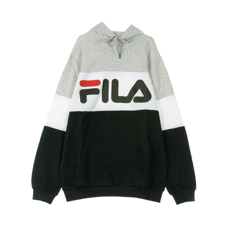 FILA Felpa Cappuccio Uomo Night Blocked Hoodie Light Grey Melange/black/bright White da uomo