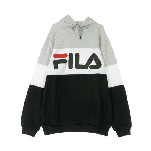 FILA Felpa Cappuccio Uomo Night Blocked Hoodie Light Grey Melange/black/bright White da uomo