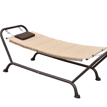 Amaca Lettino da Giardino con Cuscino e Struttura in Acciaio, Sedia Sdraio con Frange