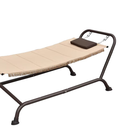 Amaca Lettino da Giardino con Cuscino e Struttura in Acciaio, Sedia Sdraio con Frange