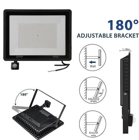 Faro Led Da Esterno Con Sensore Crepuscolare 200 W Luce Fredda Con Staffa G6200