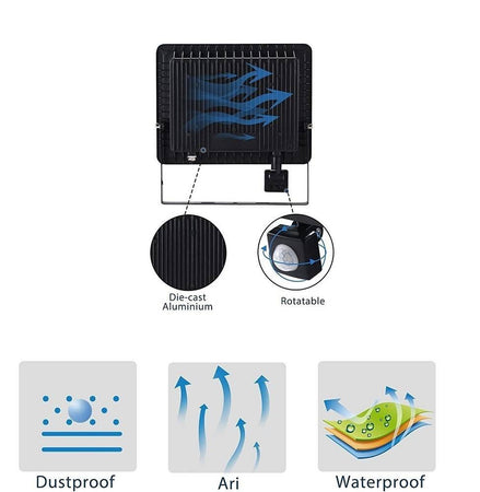 Faro Led Da Esterno Con Sensore Crepuscolare 200 W Luce Fredda Con Staffa G6200