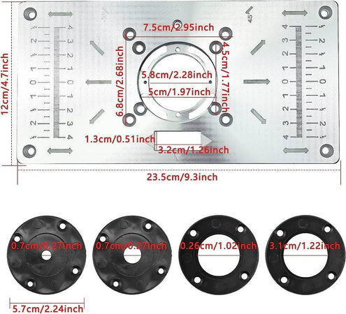 Piano Di Fresatura Router Piastra Per Fresatrice Verticale Con 4 Anelli Viti