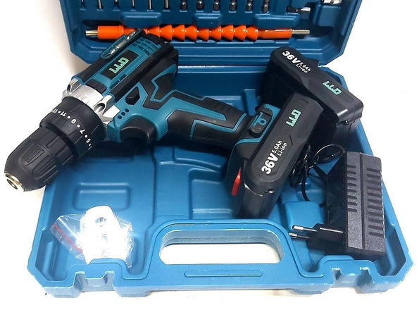 Trapano Avvitatore Doppia Batteria A Litio 36 V Max + Valigetta 26 Accessori Lld