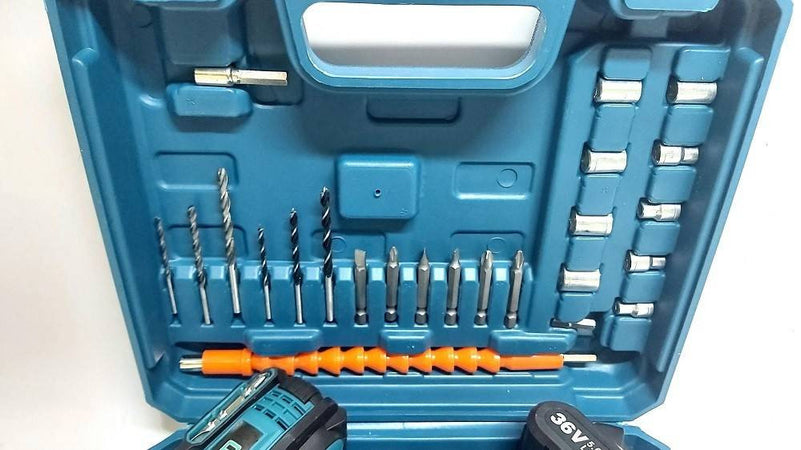 Trapano Avvitatore Doppia Batteria A Litio 36 V Max + Valigetta 26 Accessori Lld