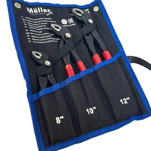 Set 3 Pz Pinze Poligrip Pinza A Pappagallo Con Pulsante Regolabile 8 10 12