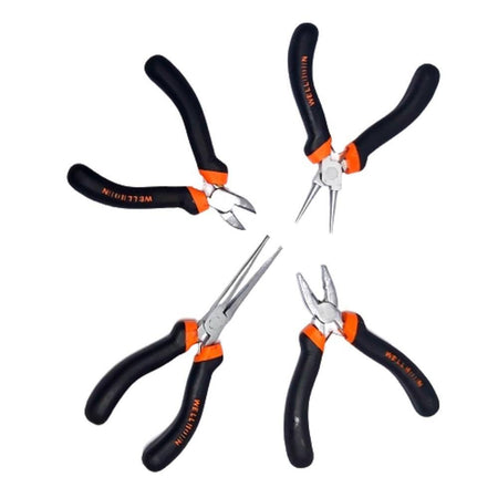 Set 4pz Mini Pinza Per Fabro Elettricista 115 Mm Acciaio Ergonomica Bricolage