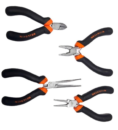 Set 4pz Mini Pinza Per Fabro Elettricista 115 Mm Acciaio Ergonomica Bricolage