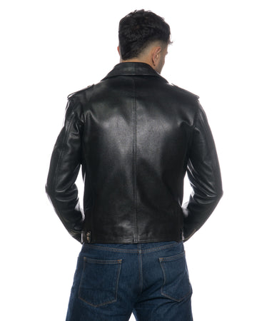Chiodo Tre Tasche - Chiodo Uomo Nero in vera pelle Effetto Dollaro
