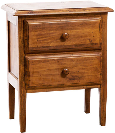 Biscottini Comodino Country legno massello tiglio noce 55x35x65 con 2 cassetti Biscottini