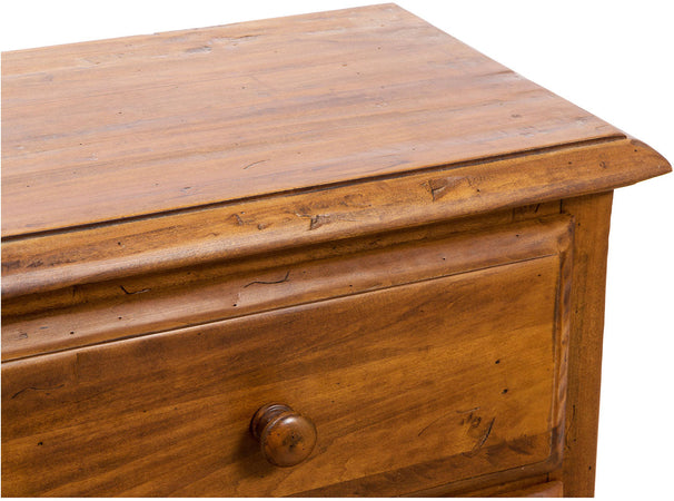 Biscottini Comodino Country legno massello tiglio noce 55x35x65 con 2 cassetti Biscottini