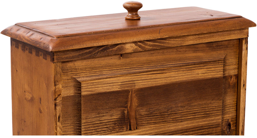 Biscottini Comodino Country legno massello tiglio noce 55x35x65 con 2 cassetti Biscottini