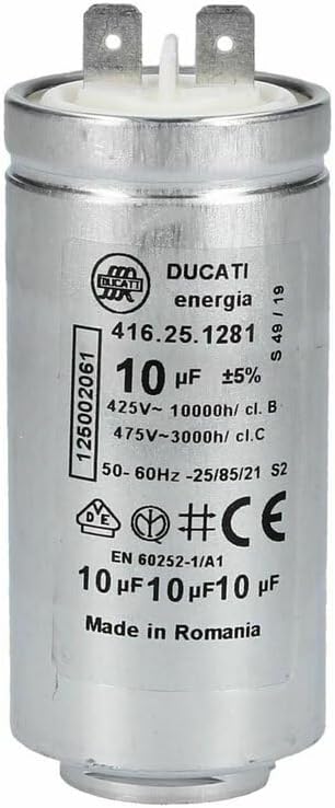 CONDENSATORE METALLICO 10 µF SPUNTO MOTORE ELECTROLUX 1250020615