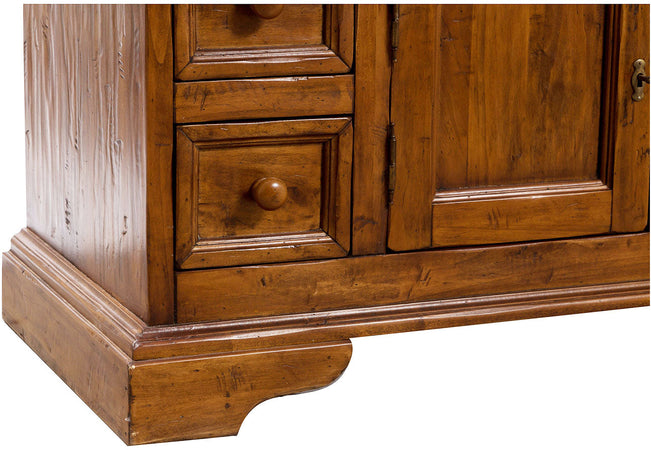 Biscottini Mobile Porta TV Country Legno Tiglio Massello Finitura Noce 150x51x56 Biscottini