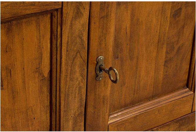 Biscottini Mobile porta tv Country in legno massello di tiglio finitura noce L150xPR51xH56 cm. Made in Italy