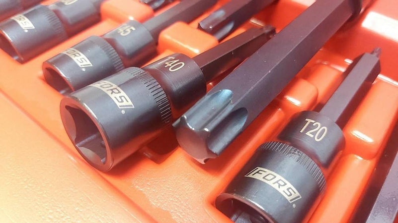 Kit 26 Pz Inserti Inserto Torx Chiavi Bussola 1/2 Lunghe Auto Meccanico Fs-43612